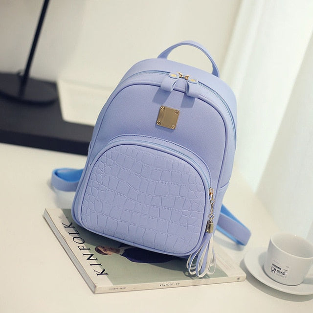 Women Backpack  School bag For Girls PU Leather Travel Shoulder School Simple Rucksack Student Bag