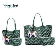 Load image into Gallery viewer, Yeqofcd Female Composite Bag PU Shopping Bags Large Capacity Leisure Shoulder Handbag And Purse Fashion Lattice Totes For Woman