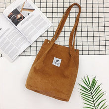 Load image into Gallery viewer, Litthing Women Solid  Corduroy Shoulder Bags Shopping Bag Tote Package Crossbody Bags Purses Casual Handbag For Women Bookbag