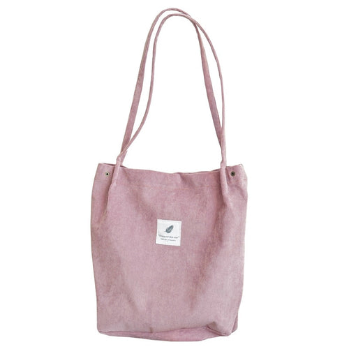 High Capacity Women Corduroy Tote Ladies Casual Shoulder Bag Foldable Reusable Shopping Beach Bag Solid Corduroy Shoulder Bags