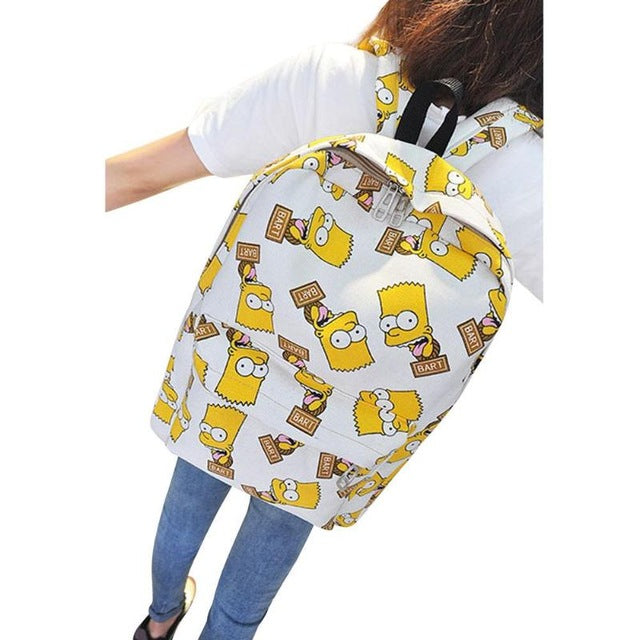 Fashion Large Capacity Women's Men's Cartoon Printing Canvas Travel Backpack School Bag Girls Leisure Shopping Rucksack Mochila