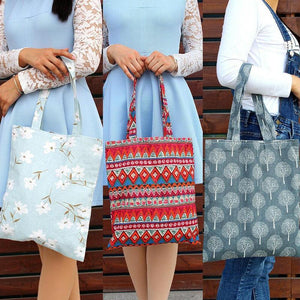 Women Tote Handbag For Shopping Fashion Plaid Shoulder Large Capacity Student Cotton Linen Canvas Shopping Bags