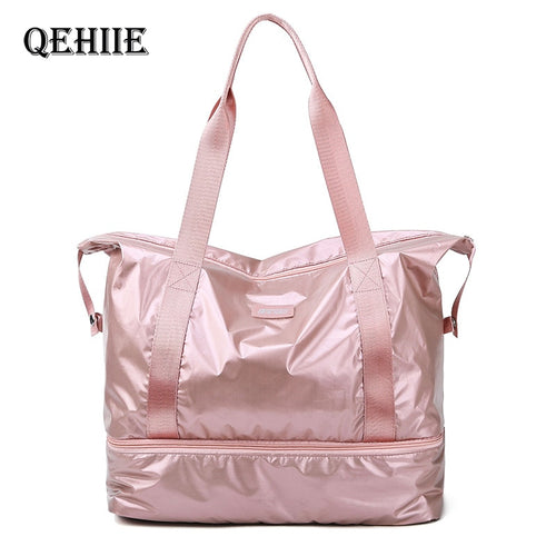 Travel Duffle Bags PINK Nylon Gym Bag Dry Wet Separation Yoga Bag Multifunction Handbags Large Capacity Shoulder Overnight Bag