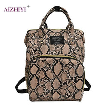 Load image into Gallery viewer, Women Large Capacity Snake Print Mommy Travel Shoulder Backpacks Multi-function Large PU Leather Maternity Nappy Top-handle Bags