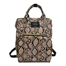 Load image into Gallery viewer, Women Large Capacity Snake Print Mommy Travel Shoulder Backpacks Multi-function Large PU Leather Maternity Nappy Top-handle Bags