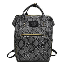 Load image into Gallery viewer, Women Large Capacity Snake Print Mommy Travel Shoulder Backpacks Multi-function Large PU Leather Maternity Nappy Top-handle Bags