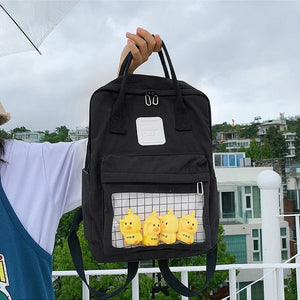 Canvas Backpack Women 2019 New Hot Fashion Female Casual Cartoon Transparent Backpacks Students School Shoulder Bags with Ducks