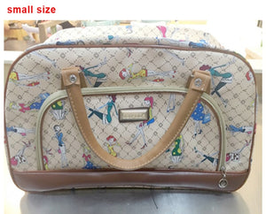 Women Travel Bags 2018 Fashion Pu Leather Large Capacity Waterproof Print Luggage Duffle Bag Casual Travel Bags PT1083