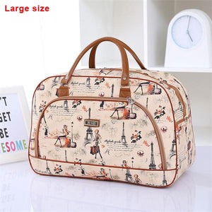 Women Travel Bags 2018 Fashion Pu Leather Large Capacity Waterproof Print Luggage Duffle Bag Casual Travel Bags PT1083