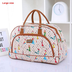 Women Travel Bags 2018 Fashion Pu Leather Large Capacity Waterproof Print Luggage Duffle Bag Casual Travel Bags PT1083