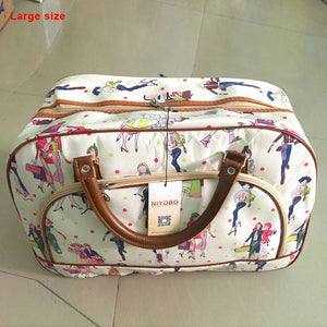 Women Travel Bags 2018 Fashion Pu Leather Large Capacity Waterproof Print Luggage Duffle Bag Casual Travel Bags PT1083