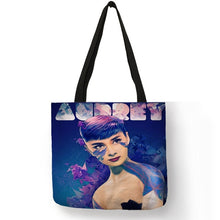 Load image into Gallery viewer, Unique Customize Tote Bag Eco Linen Bags with Audrey Hepburn Print Reusable Shopping Bags Fashion Handbag Totes For Women