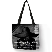 Load image into Gallery viewer, Unique Customize Tote Bag Eco Linen Bags with Audrey Hepburn Print Reusable Shopping Bags Fashion Handbag Totes For Women