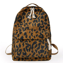 Load image into Gallery viewer, Fashion Female Backpack Leopard Print Corduroy Dual-Straps Woman Travel Backpack Large Capacity Girl School Shoulder Bag