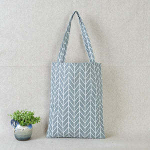 Women Casual Plaid  Linen Cotton Canvas Shopping Shoulder Bags Tote Bags Tote