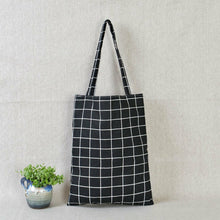 Load image into Gallery viewer, Women Casual Plaid  Linen Cotton Canvas Shopping Shoulder Bags Tote Bags Tote